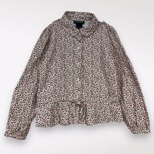 Ralph Lauren Tied Long Sleeve Shirt‎ Girls Sz 6X 100% Cotton Floral Red Corduroy